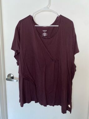 torrid Burgundy Short Sleeve Draped Front Top